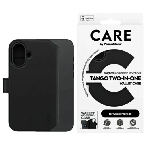CARE by PanzerGlass Feature Tango 2in1 Wallet MagSafe tok iPhone 16 - Fekete, - 1