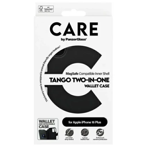 CARE by PanzerGlass Feature Tango 2in1 Wallet MagSafe tok iPhone 16 Plus - Fekete - 4