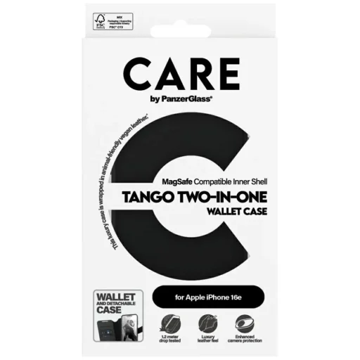 CARE by PanzerGlass Feature Tango 2in1 Fliptok iPhone 16e - Fekete tok - 4