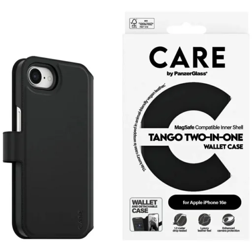 CARE by PanzerGlass Feature Tango 2in1 Fliptok iPhone 16e - Fekete tok - 1