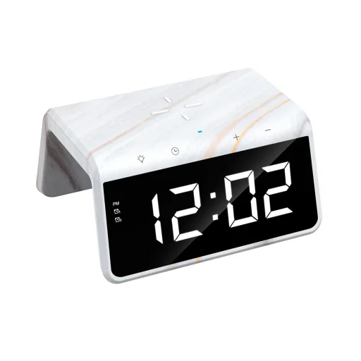 Havit - Asztali Telefon Vezeték nélküli Töltő (W320) - Digitális Órával, RGB LED Fénnyel, 15W - Fekete - 6