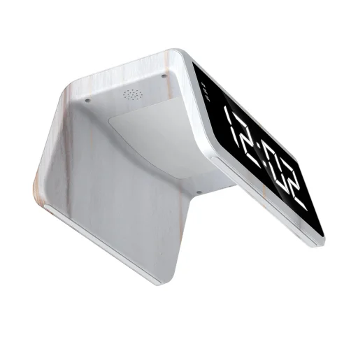 Havit - Asztali Telefon Vezeték Nélküli Töltő (W320) - Digitális Órával, RGB LED Fénnyel, 15W - Márvány - 6