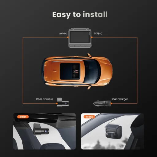 Dash + Hátsó Kamera DDPAI Z60 Duál-Csatornás, 4K, Wi-Fi, 3 hüvelykes LCD, Fekete - 5