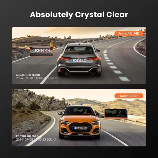 Dash + Hátsó Kamera DDPAI Z60 Duál-Csatornás, 4K, Wi-Fi, 3 hüvelykes LCD, Fekete - 7