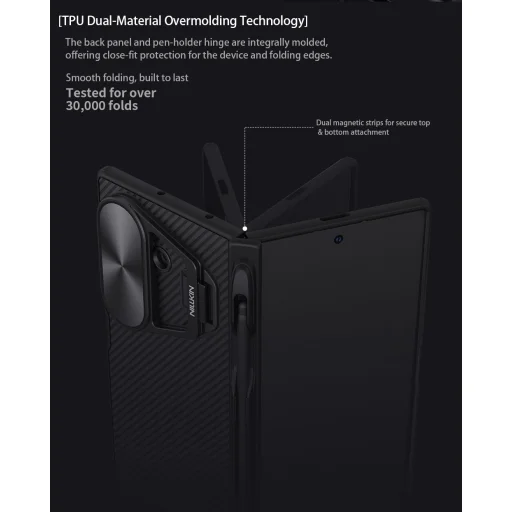  Samsung Galaxy Z Fold 7 Fekete Nillkin CamShield Prop Mágneses Tolltartó tok - 8