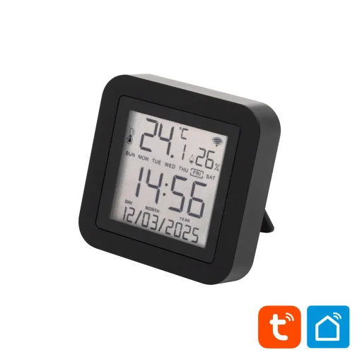 Home HSTHR távirányító, hő- és páratartalom mérő, óra, LCD kijelző, Smart Life, Tuya Smart, okos otthon, telefonos értesítés, automatizálás, eszközvezérlés, riasztás, USB tápellátás - 1