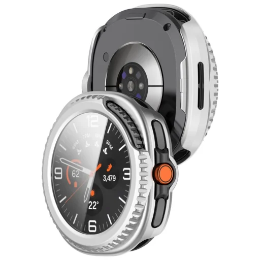 Samsung Galaxy Watch8 Classic/Ultra 2 - Techsuit - Defense360 Pro + Képernyővédő - Ezüst tok - 3