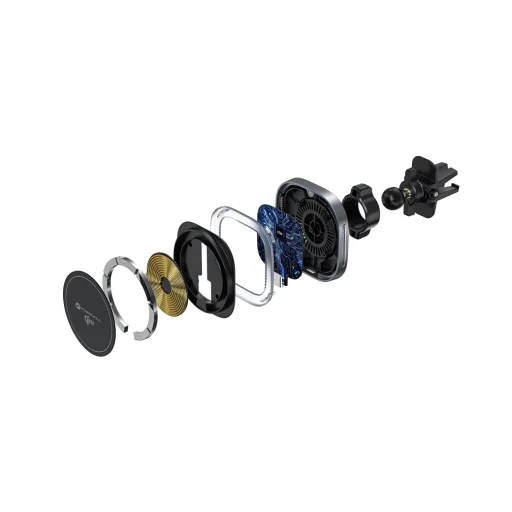 FORCELL F-GRIP Air Mag (F-07) mágneses autós tartó szellőzőhöz vezetéknélküli töltéssel kompatibilis MagSafe Qi2 15W szürke - 17