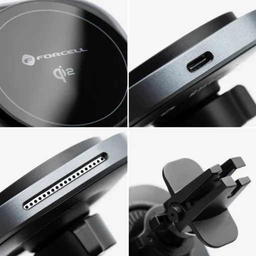 FORCELL F-GRIP Air Mag (F-07) mágneses autós tartó szellőzőhöz vezetéknélküli töltéssel kompatibilis MagSafe Qi2 15W szürke - 8