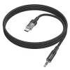 Cable AUX Jack 3,5 mm USB C-re Hoco 1,2 m UPA27 fekete thumbnail