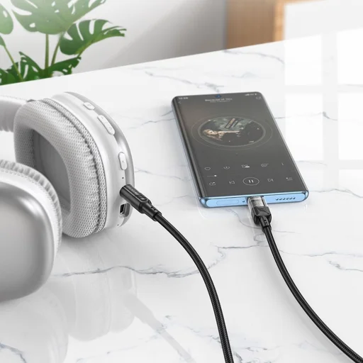 Cable AUX Jack 3,5 mm USB C-re Hoco 1,2 m UPA27 fekete - 5