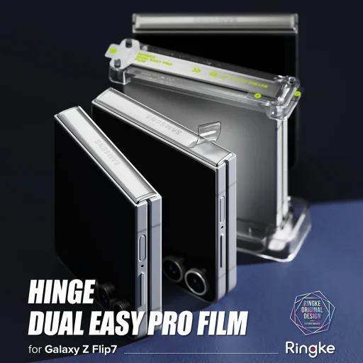 Ringke - Hinge Dual Easy Pro fólia (2 darabos csomag) - Samsung Galaxy Z Flip7 - Átlátszó - 4
