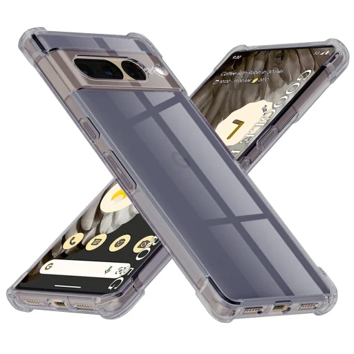Google Pixel 7 Pro - Techsuit - Ütésálló átlátszó szilikon tok - Füstfekete - 1