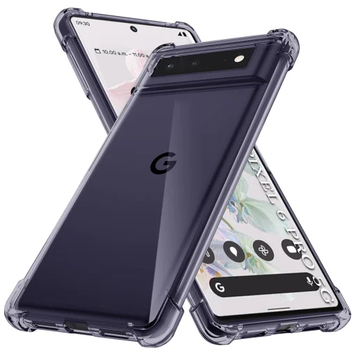 Techsuit - Ütésálló Átlátszó Szilikon Tok - Google Pixel 6 Pro - Füst Fekete. tok - 1