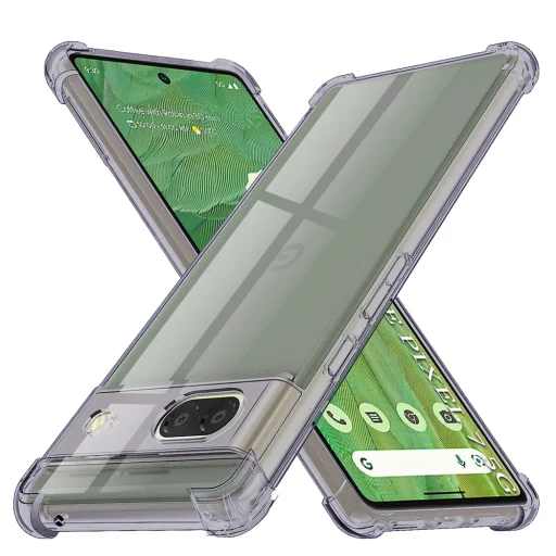  Google Pixel 7 - Ütésálló Átlátszó Szilikon Tok - Füstfekete tok - 1