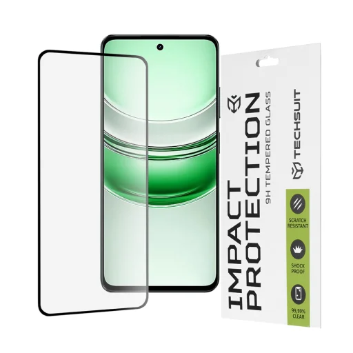 Realme C71 - Teljes Borítású / Teljes Ragasztású Üvegfólia - Techsuit - 111D - Fekete üvegfólia - 1