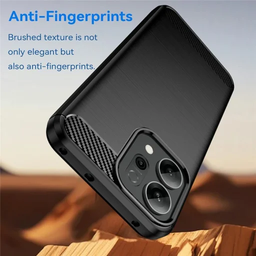 Telefon tok - Techsuit - Szénszálas szilikon - Oppo Reno 14F - Fekete. - 4