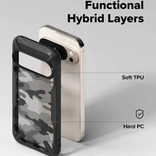 Ringke - Fusion X Design - Google Pixel 10 / 10 Pro - Álcázott fekete tok - 5