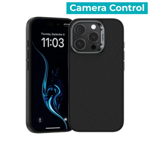  iPhone 16 Pro Max fekete Benks Mágneses Armor Pro Kevlar Tok Fém Keret 600D (AD66) (Kamera Vezérlő Gomb) - 2