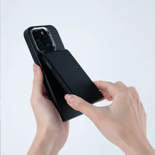  iPhone 16 Pro Max fekete Benks Mágneses Armor Pro Kevlar Tok Fém Keret 600D (AD66) (Kamera Vezérlő Gomb) - 5