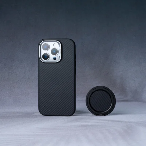  iPhone 16 Pro Max fekete Benks Mágneses Armor Pro Kevlar Tok Fém Keret 600D (AD66) (Kamera Vezérlő Gomb) - 7