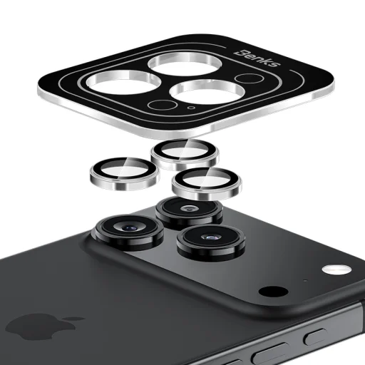  iPhone 17 Pro/17 Pro Max kamerára fekete Benks edzett üveg Glass Warrior metal lencsevédő (lencse 3 darab) üvegfólia - 4