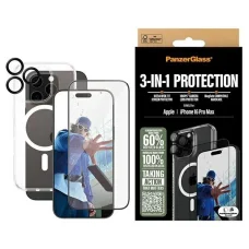  iPhone 16 Pro Max 6.9" PanzerGlass 3in1 csomag D3O fliptok + Üvegfólia + Objektívvédő üvegfólia