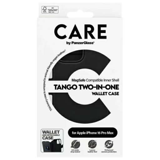  iPhone 16 Pro Max Fekete CARE by PanzerGlass Feature Tango 2in1 Wallet MagSafe tok - 4
