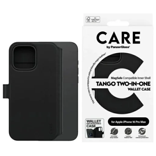  iPhone 16 Pro Max Fekete CARE by PanzerGlass Feature Tango 2in1 Wallet MagSafe tok - 1