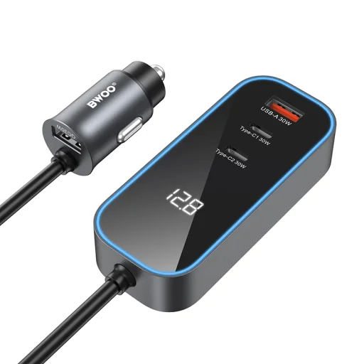 BWOO CC107 PD autós töltő 1x USB-C - USB-A porttal 30W fekete - 1