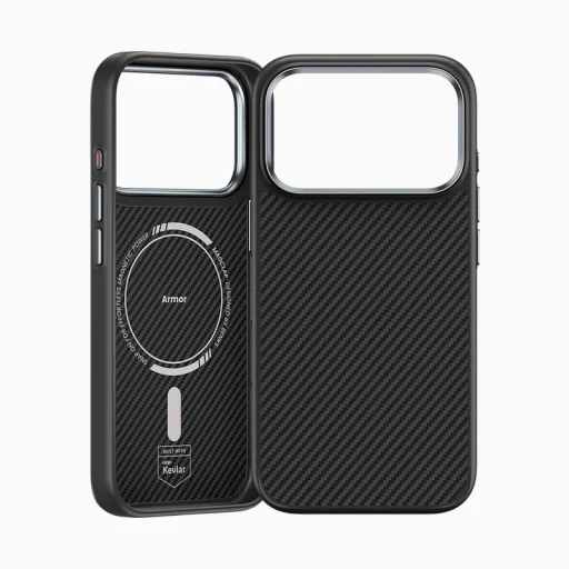  iPhone 17 Pro Max Fekete Benks Magnetic Armor Pro Kevlar Tok Fém Keret 600D (A070) (Kamera Vezérlő Gomb) tok - 2