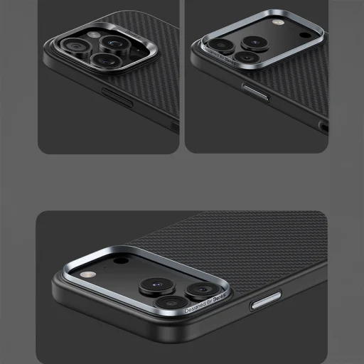  iPhone 17 Pro Max Fekete Benks Magnetic Armor Pro Kevlar Tok Fém Keret 600D (A070) (Kamera Vezérlő Gomb) tok - 9