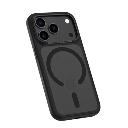 iPhone 17 Fekete Benks Magnetic Mist tok fém kerettel (0067) (Kamera Vezérlő Gomb) - 2