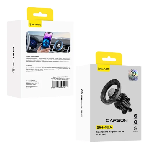 Blavec Autós tartó BH-16A Carbon mágneses Magsafe szellőzőrácsra (BH16AC-MAVB) fekete - 5