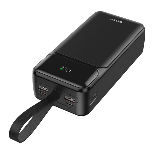 BWOO 65W powerbank 30000 mAh 2x USB-A, 1x USB-C LCD kijelzővel, fekete - 2