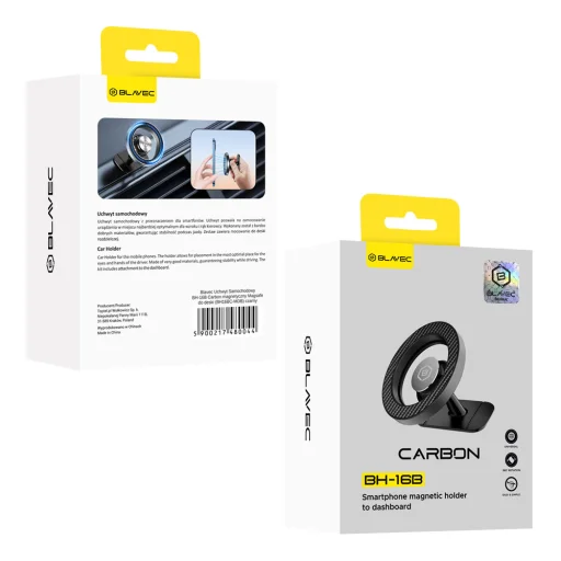 Blavec Car mágneses autós telefontartó BH-16B Carbon mágneses Magsafe a műszerfalra (BH16BC-MDB) fekete - 5