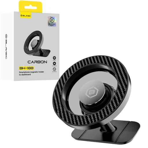 Blavec Car mágneses autós telefontartó BH-16B Carbon mágneses Magsafe a műszerfalra (BH16BC-MDB) fekete - 1