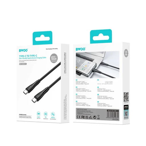 BWOO 60W kábel USB-C - USB-C BO-X318 1m fekete, - 4
