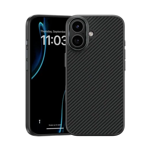 iPhone 17 Benks Mágneses Armor Pro Kevlar Tok Fém Keret 600D (A067) fekete (Kamera Vezérlő Gomb) - 1