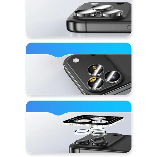  iPhone 17 Pro/17 Pro Max átlátszó Benks edzett üveg Glass Warrior lencsevédő kamerára (3 darabos lencse) üvegfólia - 9