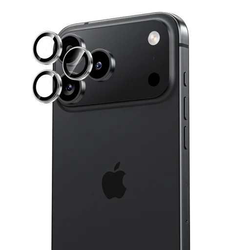  iPhone 17 Pro/17 Pro Max kamerára fekete Benks edzett üveg Glass Warrior metal lencsevédő (lencse 3 darab) üvegfólia - 1