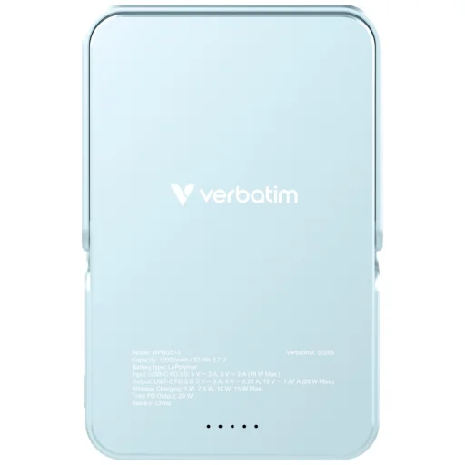 Powerbank Verbatim Charge n Go 10000mAh állványos Mágneses Vezeték nélküli kék 32266 - 3