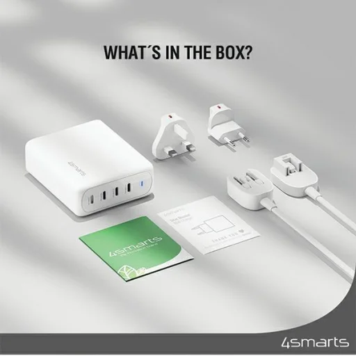 4smarts Hálózati USB-C töltő adapter 200W GaN FlexPro 4xUSB-C fehér 544200 - 4