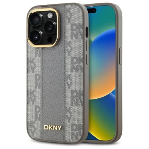  iPhone 14 Pro 6.1" bézs bőrmintás DKNY DKHMP14LPCPVSLE kemény tok MagSafe tok - 1