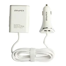 AWEI autós töltő C-400 9.6A 4xUSB Gyors Fehér