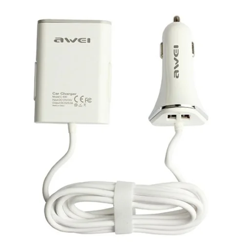 AWEI autós töltő C-400 9.6A 4xUSB Gyors Fehér - 1