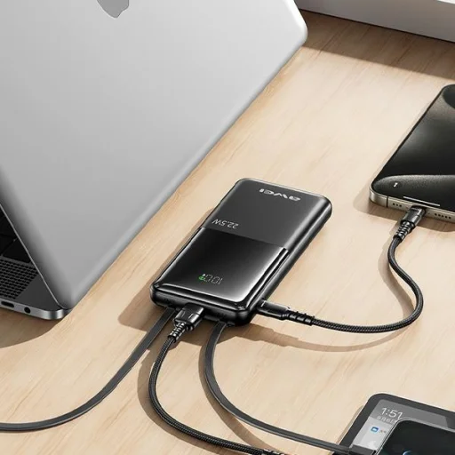 AWEI PowerBank P76K 10000mAh 22.5W fekete Digitális Kijelző - 3