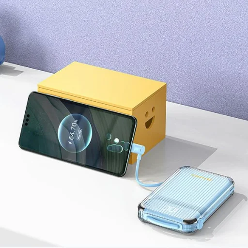 AWEI PowerBank P89K 10000mAh 38.5W fekete/fekete + PD/Lightning kábelek - 5