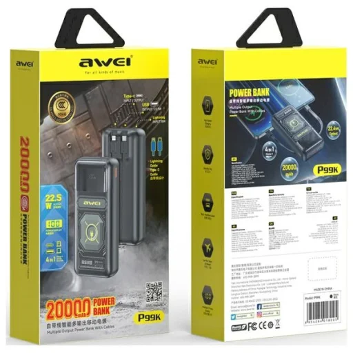 AWEI PowerBank P99K 20000mAh 22.5W fekete - 2