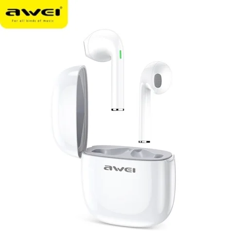 AWEI Bluetooth 5.0 T28 TWS fülhallgató + dokkolóállomás fehér - 2